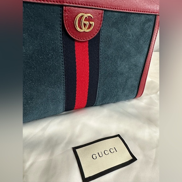 SOLD- NWT Gucci Red and Navy Ophidia Shoulder Bag - Picture 4 of 14